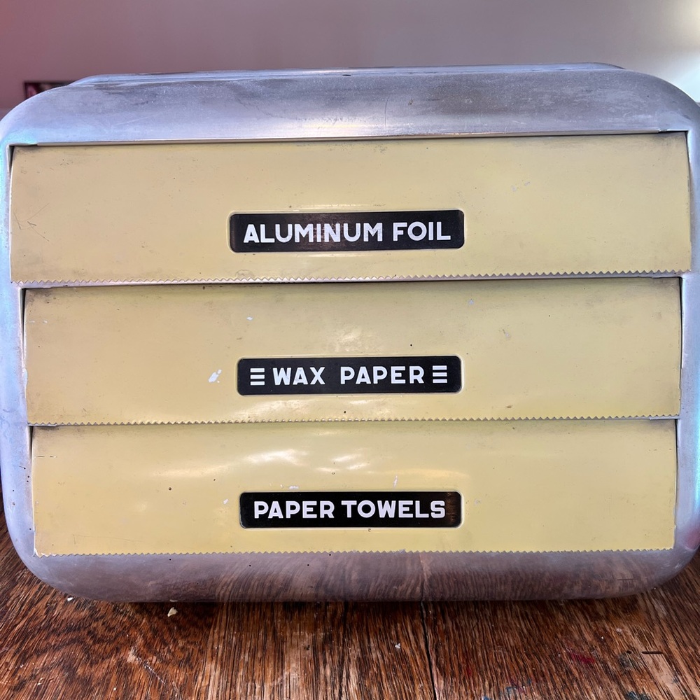 Source Unknown Silver and Yellow Kitchen Dispenser